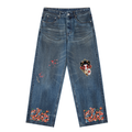 Vintage Wash Baggy Denim Jeans